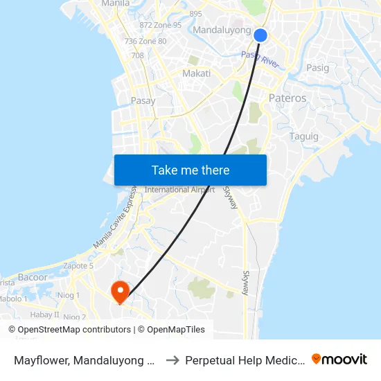Mayflower, Mandaluyong City, Manila to Perpetual Help Medical Center map