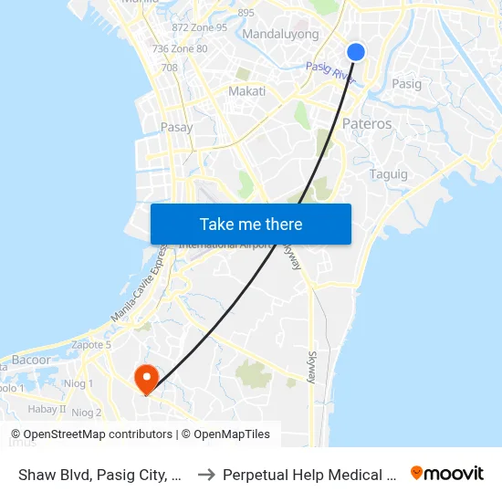 Shaw Blvd, Pasig City, Manila to Perpetual Help Medical Center map