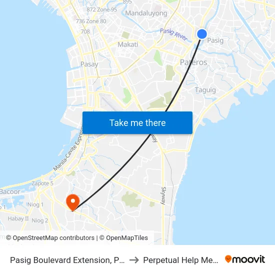 Pasig Boulevard Extension, Pasig City, Manila to Perpetual Help Medical Center map
