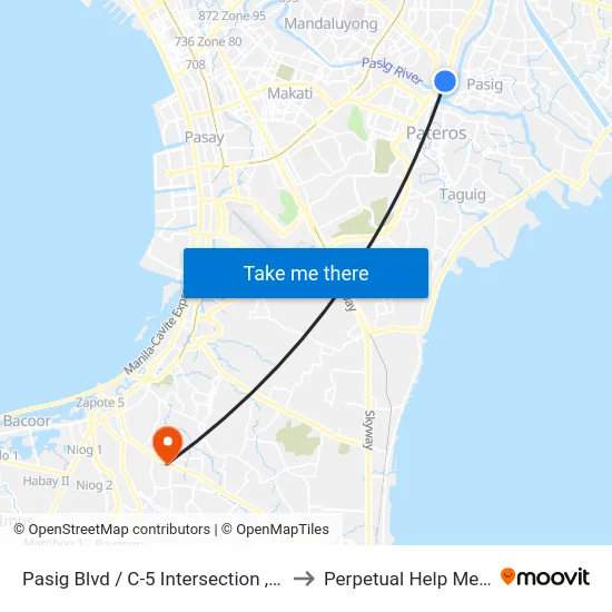 Pasig Blvd / C-5 Intersection , Pasig City, Manila to Perpetual Help Medical Center map