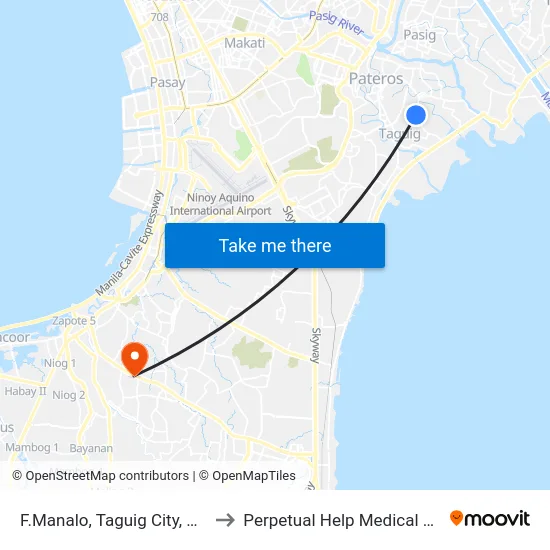 F.Manalo, Taguig City, Manila to Perpetual Help Medical Center map
