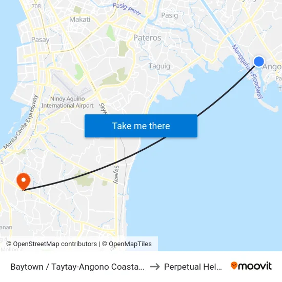 Baytown / Taytay-Angono Coastal Rd Intersection, Angono, Manila to Perpetual Help Medical Center map