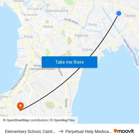 Elementary School, Cainta, Manila to Perpetual Help Medical Center map