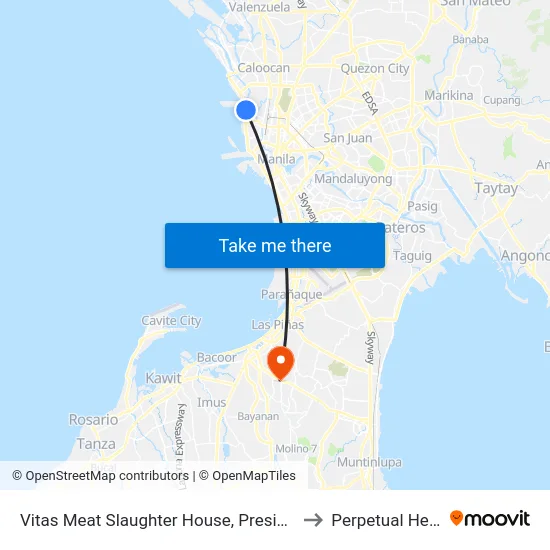 Vitas Meat Slaughter House, President Ferdinand E. Marcos Highway, Tondo to Perpetual Help Medical Center map
