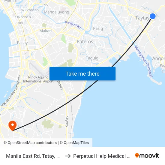 Manila East Rd, Tatay, Manila to Perpetual Help Medical Center map