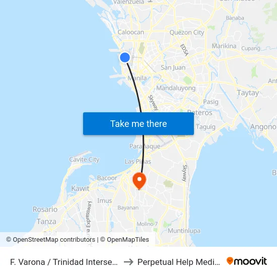 F. Varona / Trinidad Intersection, Tondo to Perpetual Help Medical Center map
