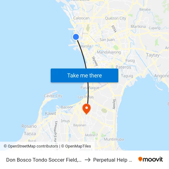 Don Bosco Tondo Soccer Field, Radial Road 10, Manila to Perpetual Help Medical Center map