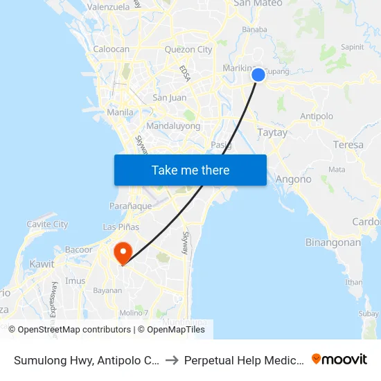 Sumulong Hwy, Antipolo City, Manila to Perpetual Help Medical Center map