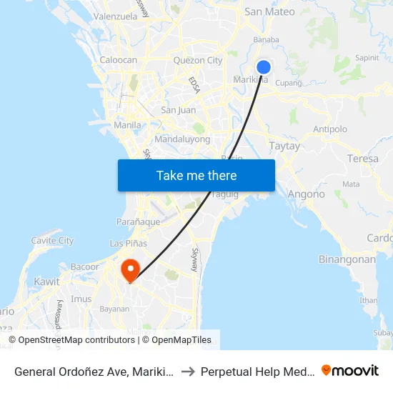 General Ordoñez Ave, Marikina City, Manila to Perpetual Help Medical Center map
