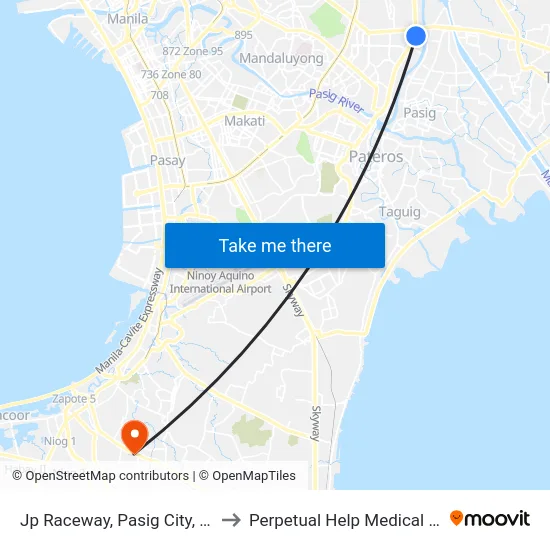 Jp Raceway, Pasig City, Manila to Perpetual Help Medical Center map