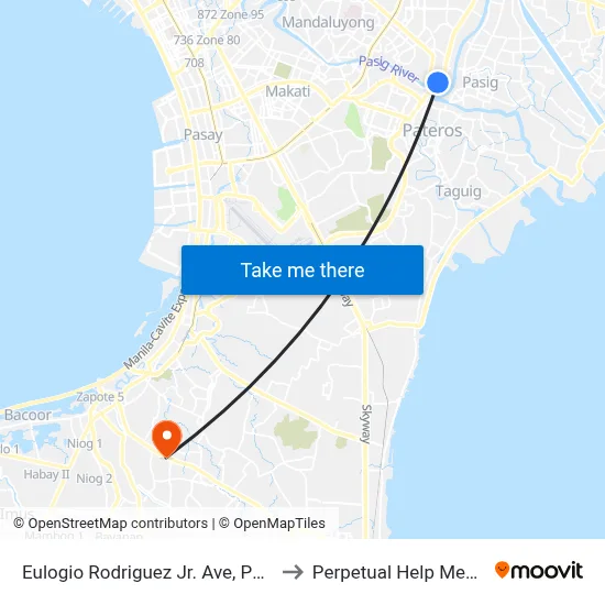 Eulogio Rodriguez Jr. Ave, Pasig City, Manila to Perpetual Help Medical Center map