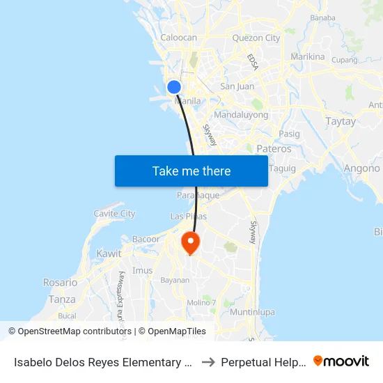 Isabelo Delos Reyes Elementary School, Nicolas Zamora, Manila to Perpetual Help Medical Center map