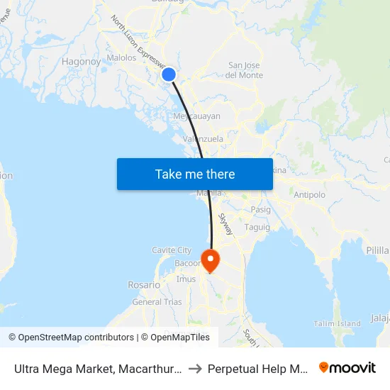 Ultra Mega Market, Macarthur Highway Balagtas to Perpetual Help Medical Center map