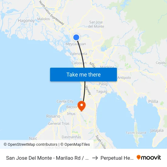 San Jose Del Monte - Marilao Rd / North Luzon Expressway, Marilao, Manila to Perpetual Help Medical Center map