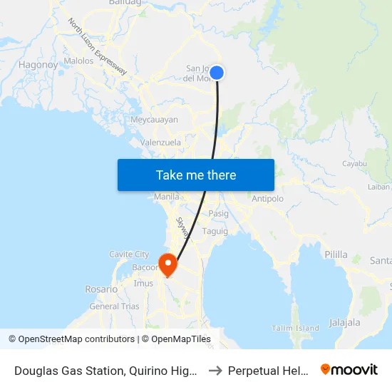 Douglas Gas Station, Quirino Highway, City Of San Jose Del Monte to Perpetual Help Medical Center map
