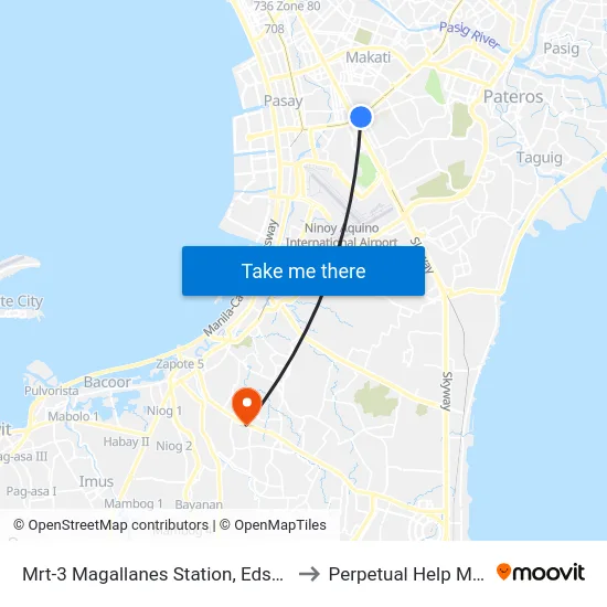 Mrt-3 Magallanes Station, Edsa, Makati City, Manila to Perpetual Help Medical Center map