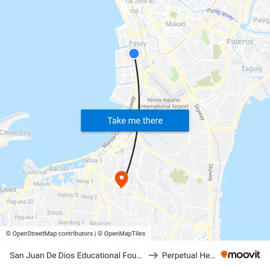 San Juan De Dios Educational Foundation, Incorporated, Pasay City, Manila to Perpetual Help Medical Center map