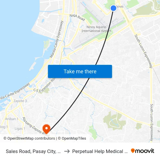 Sales Road, Pasay City, Manila to Perpetual Help Medical Center map