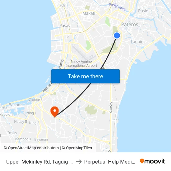 Upper Mckinley Rd, Taguig City, Manila to Perpetual Help Medical Center map