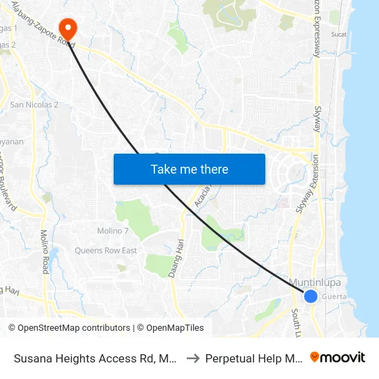 Susana Heights Access Rd, Muntinlupa City, Manila to Perpetual Help Medical Center map