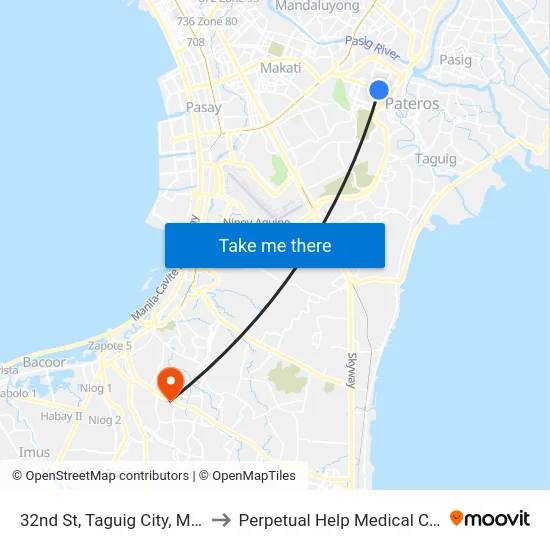 32nd St, Taguig City, Manila to Perpetual Help Medical Center map