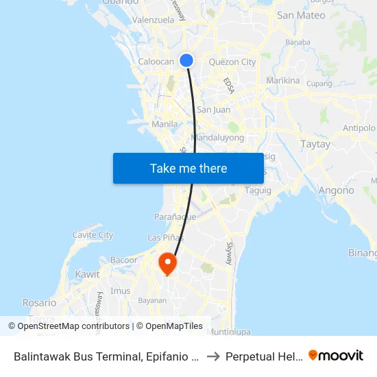 Balintawak Bus Terminal, Epifanio De Los Santos Ave, Quezon City, Manila to Perpetual Help Medical Center map
