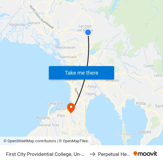 First City Providential College, Un-Named Road, City Of San Jose Del Monte to Perpetual Help Medical Center map