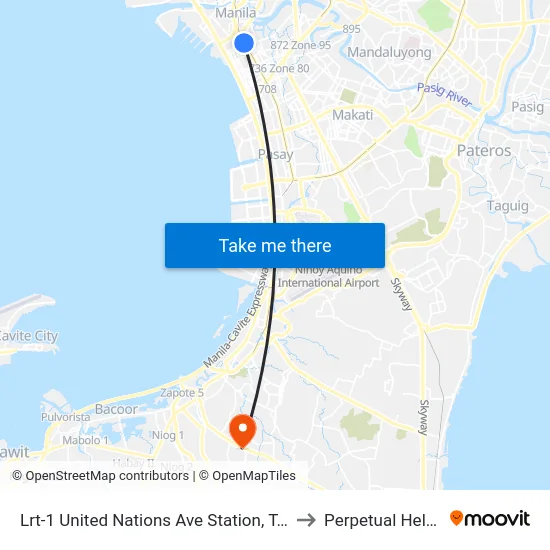 Lrt-1 United Nations Ave Station, T.M. Kalaw / General Luna St, Manila to Perpetual Help Medical Center map