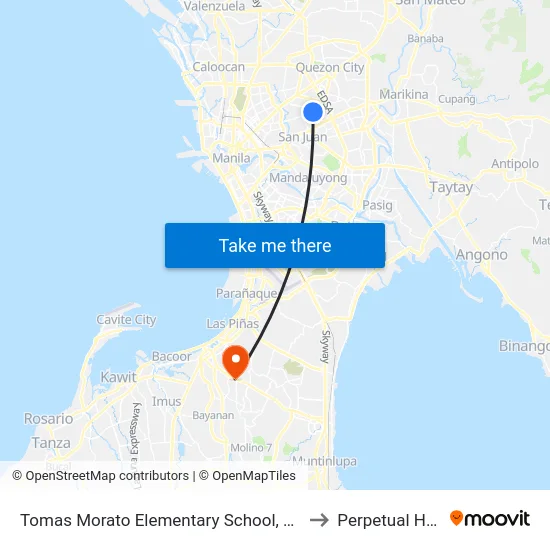 Tomas Morato Elementary School, L. Siangio / Teodoro Gener, Quezon City, Manila to Perpetual Help Medical Center map