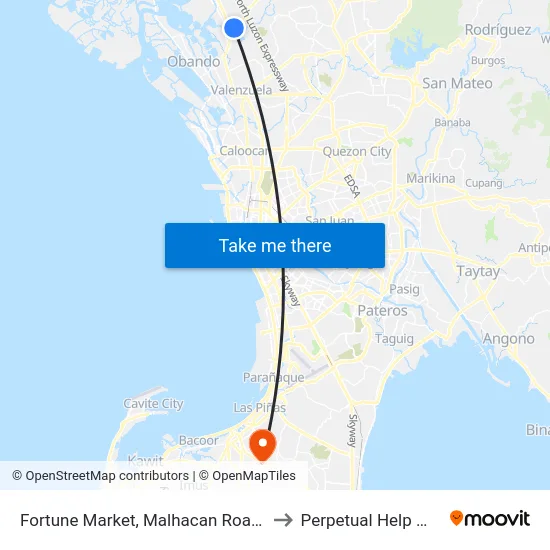 Fortune Market, Malhacan Road, City Of Meycauayan to Perpetual Help Medical Center map