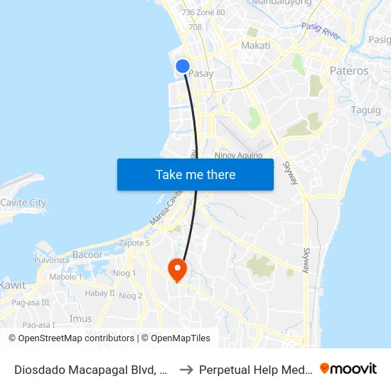 Diosdado Macapagal Blvd, Paranaque City to Perpetual Help Medical Center map