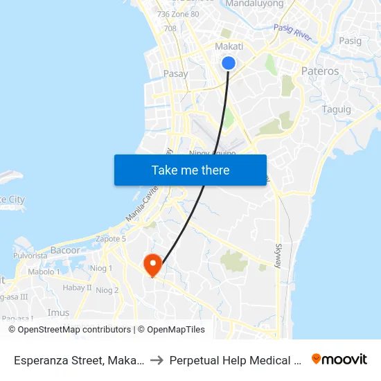 Esperanza Street, Makati City to Perpetual Help Medical Center map