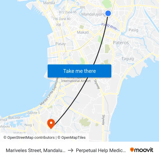 Mariveles Street, Mandaluyong City to Perpetual Help Medical Center map