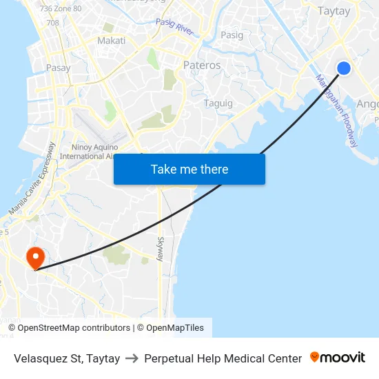 Velasquez St, Taytay to Perpetual Help Medical Center map