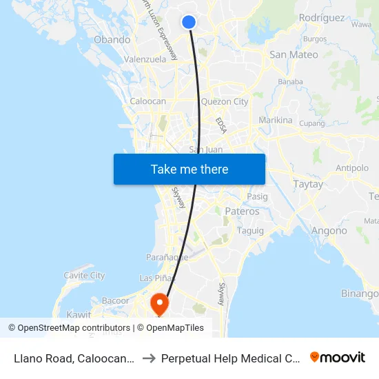 Llano Road, Caloocan City to Perpetual Help Medical Center map