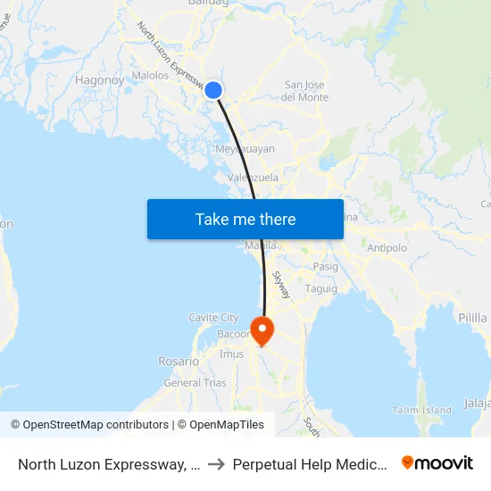 North Luzon Expressway, Balagtas to Perpetual Help Medical Center map
