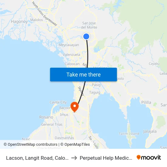 Lacson, Langit Road, Caloocan City to Perpetual Help Medical Center map