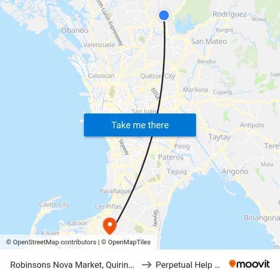 Robinsons Nova Market, Quirino Highway, Caloocan City to Perpetual Help Medical Center map