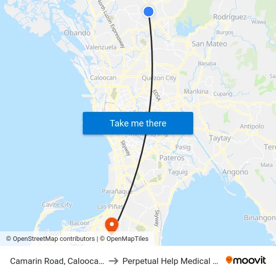 Camarin Road, Caloocan City to Perpetual Help Medical Center map