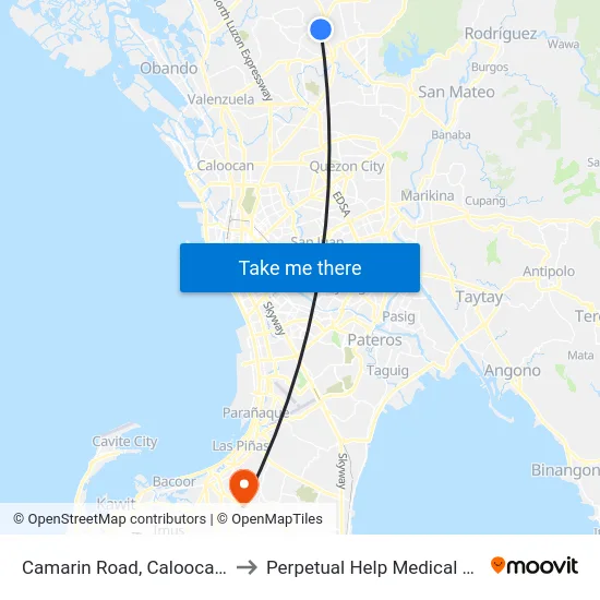 Camarin Road, Caloocan City to Perpetual Help Medical Center map
