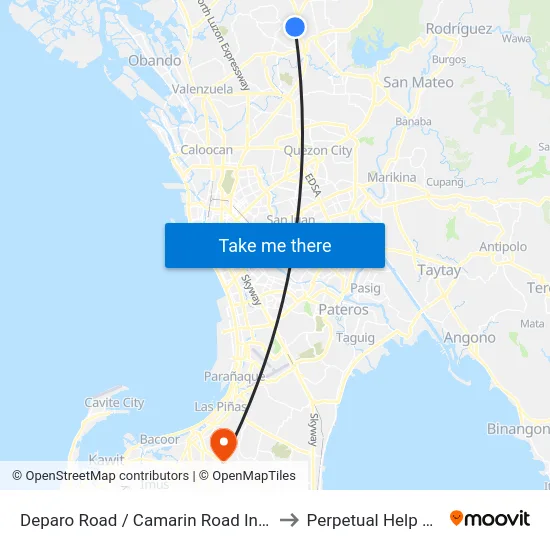 Deparo Road / Camarin Road Intersection, Caloocan City to Perpetual Help Medical Center map