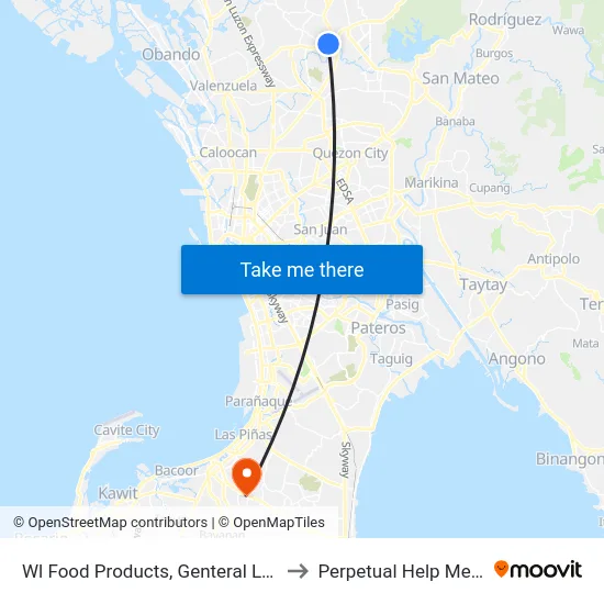 Wl Food Products, Genteral Luis, Caloocan City to Perpetual Help Medical Center map