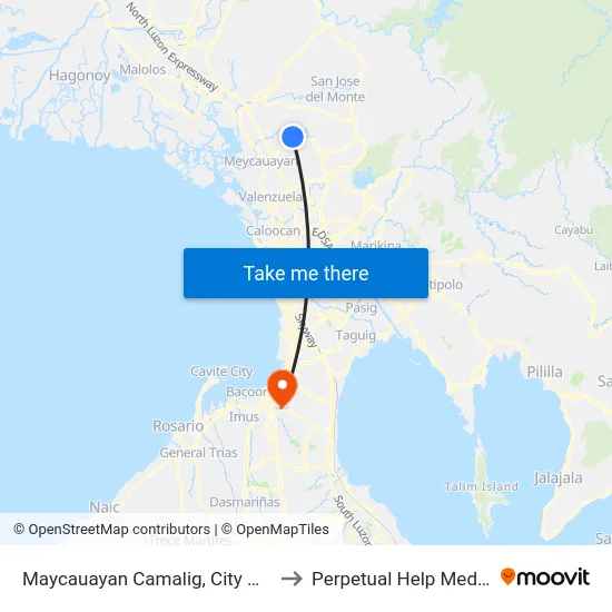 Maycauayan Camalig, City Of Meycauayan to Perpetual Help Medical Center map