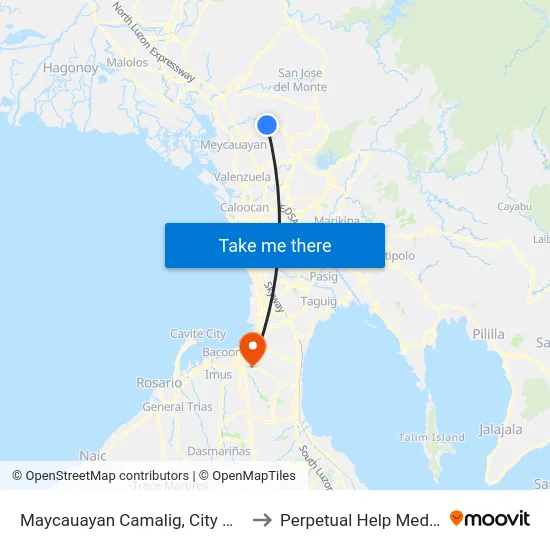 Maycauayan Camalig, City Of Meycauayan to Perpetual Help Medical Center map