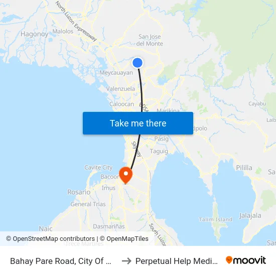 Bahay Pare Road, City Of Meycauayan to Perpetual Help Medical Center map