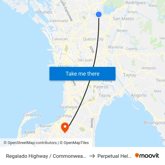 Regalado Highway / Commonwealth Avenue Intersection, Quezon City to Perpetual Help Medical Center map