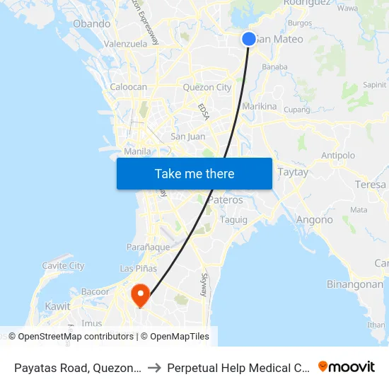 Payatas Road, Quezon City to Perpetual Help Medical Center map