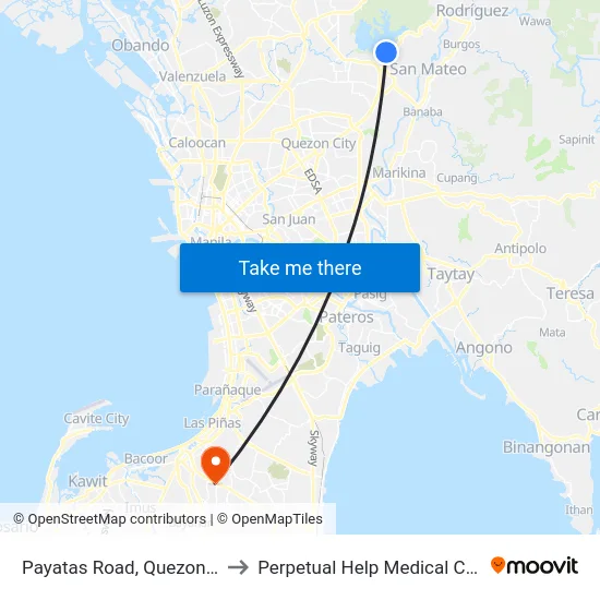 Payatas Road, Quezon City to Perpetual Help Medical Center map