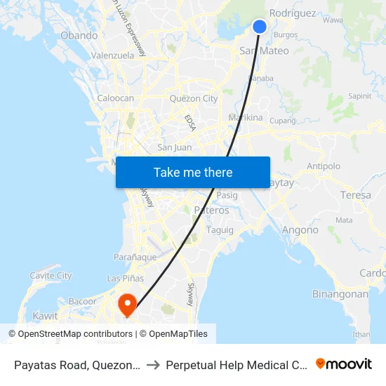 Payatas Road, Quezon City to Perpetual Help Medical Center map