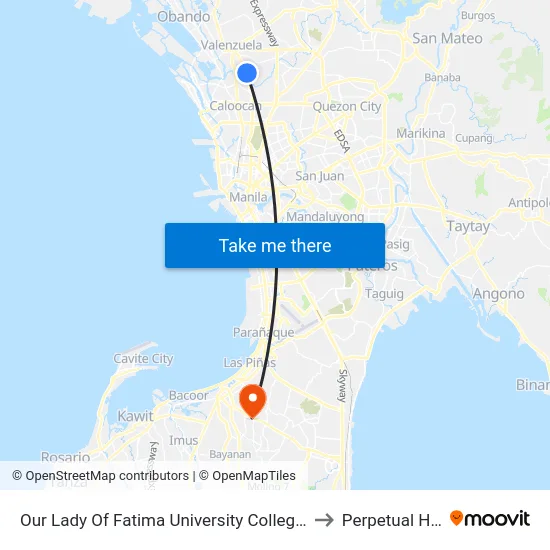 Our Lady Of Fatima University College Of Medicine, Macarthur Highway, Valenzuela City to Perpetual Help Medical Center map